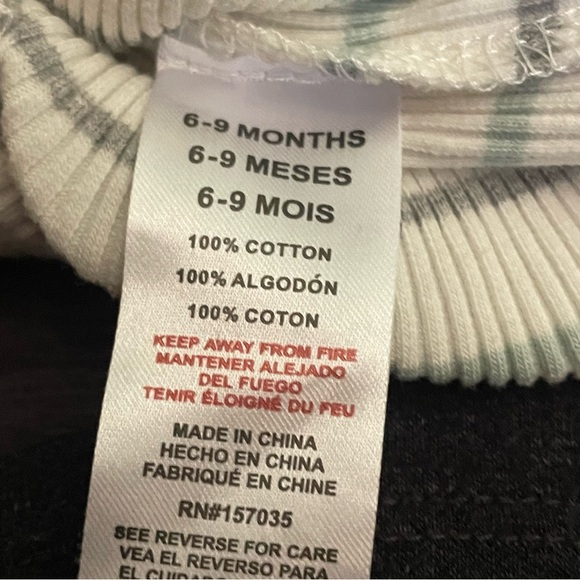 RZ by Rachel Zoe Striped Cream/gray/green Kids Onesie w/cuffed sleeve  6-9 mo - Picture 8 of 8